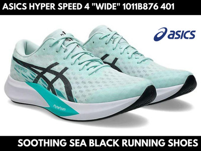 New ASICS HYPER SPEED 4 ''WIDE'' 1011B876 401 Soothing Sea Black Running Shoes