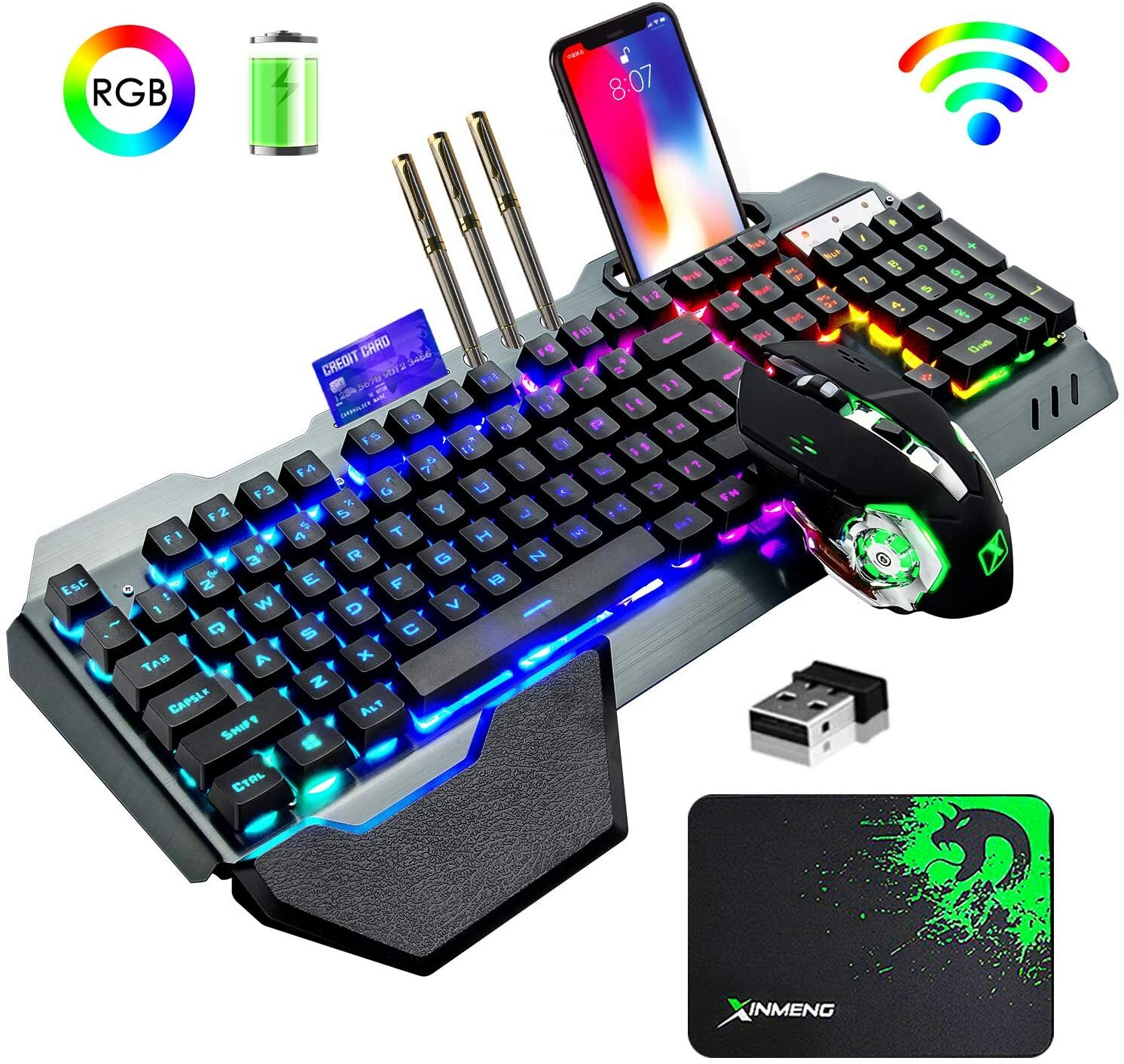 Wireless Keyboard Sets RGB LED Backlit for Laptop PC US | eBay