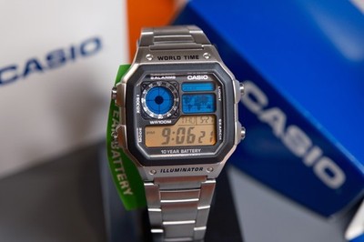 (Modded) Casio AE1200WHD ''Synthwave Royale''   Split Blue/Orange LCD Tint