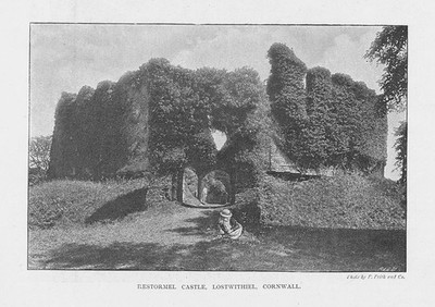 RESTORMEL CASTLE Lostwithiel, Cornwall, Antique Print 1895