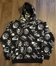 Assholes*s Live Forever Hoodie Mens M Black Sweatshirt Reaper All Over Print