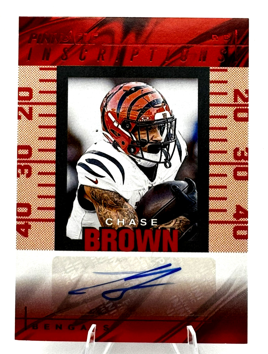 2024 Panini Encore - Chase Brown - Pinnacle Inscriptions #PI-CBN Red /50 (AU)