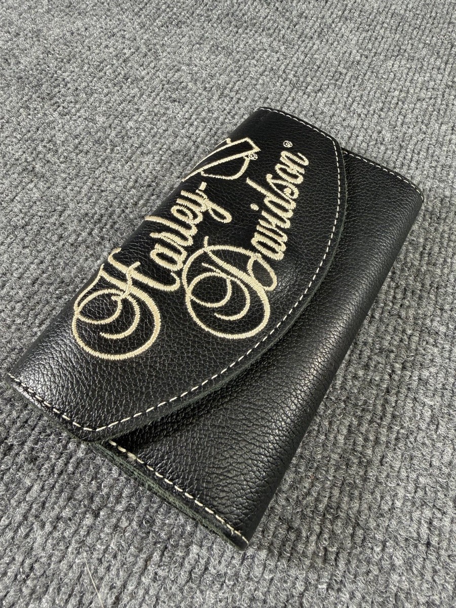 【新品】Harley-Davidson ロゴ刺繍 ブラックウォレット Harley-Davidson Black Trifold women's Wallet Logo Embroidered