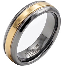 His and Hers Tungsten Carbide Promise Ring Two Tone Gold Inlay Comfort Fit Buy 2
