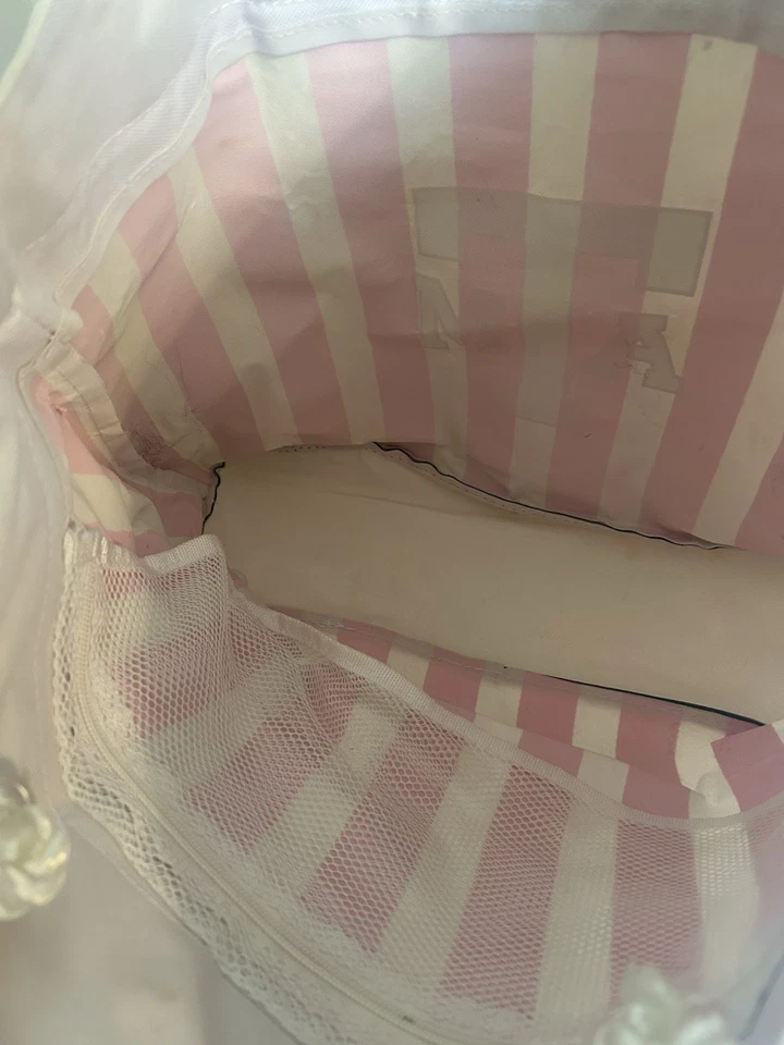 Bolso de Mano Texas A&M Rosa y Blanco a Rayas de Lona Foto 3 de 4