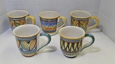 Lot of 5 Deruta / Dipinto Hand Painted Coffee Cups Made in Italy