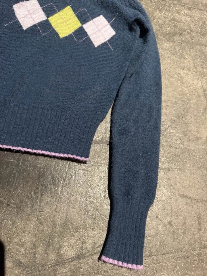 Suéter tejido vintage Y2k Abercrombie fuera del hombro Argyle Preppy  Foto 3 de 4