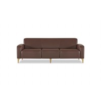 Sofa 3-Sitzer Braun Einfarbig Edelstahl Gold FußE Arbeitszimmer Modern