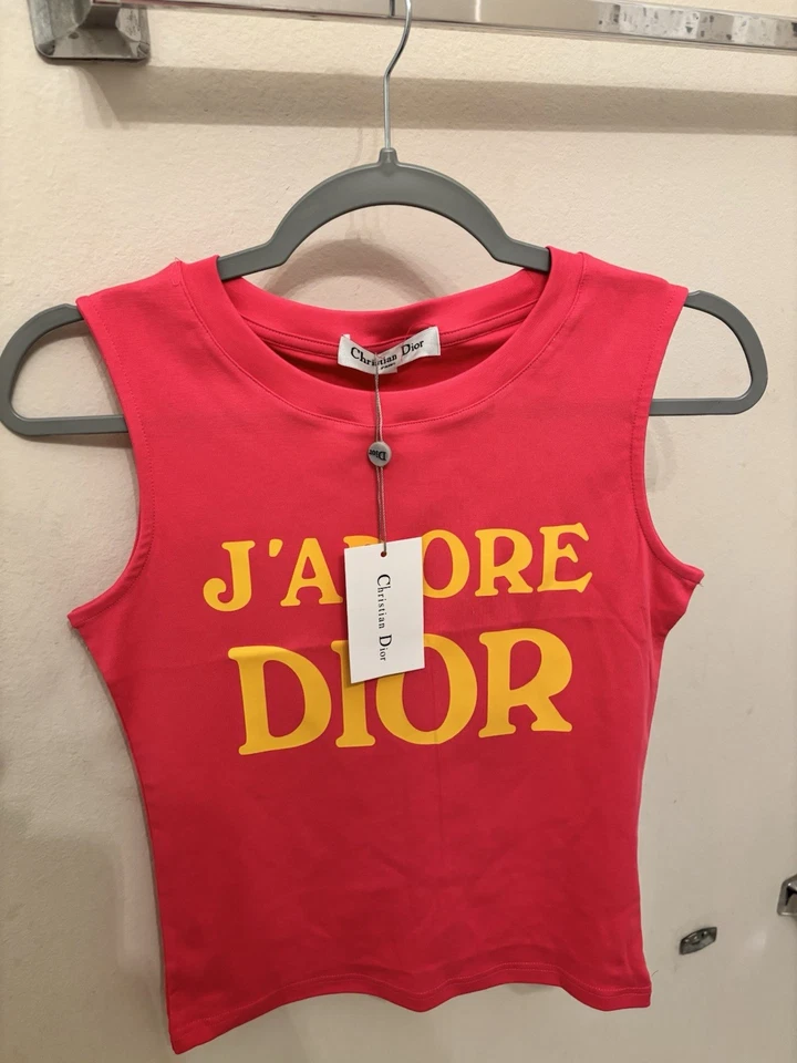 Camiseta sin mangas Dior J'adore vintage rosa Christian Dior camisa talla S hecha en Italia US6 Foto 4 de 4