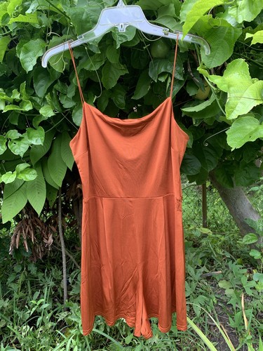 💥ASOS Rust Red Orange Cami Spaghetti Strap Cowl Neck Romper - Picture 17 of 17
