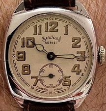 GENTS Vintage 30mm “SERVICES” Aerist 1930s CUSHION case PRE ww2 deco WATCH