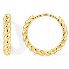 Huggie Small Hoop Earrings for Women, Hypoallergenic 14K Gold Plated Mini Twiste