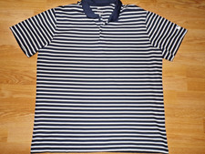 NIKE Dri-Fit Navy/Gray Striped Short Sleeve Polo Shirt - Size XL
