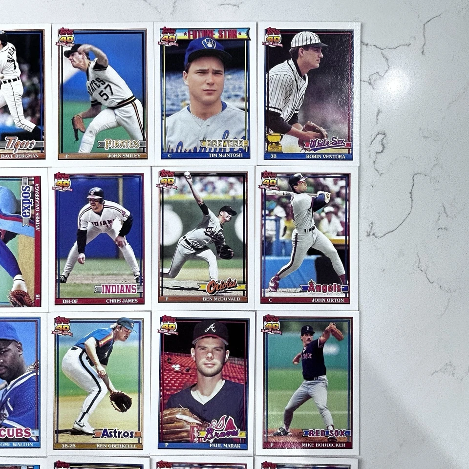 Lot of 25 Topps 1991 Baseball Cards Stars Ellis Burks Pete Harnisch Mark Grace - Image 3 of 4