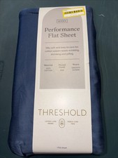 Threshold Queen Size 400 Thread Count Performance Flat Sheet - Metallic Blue