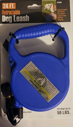 24 Ft Spring Loaded Retractable Dog Leash For Dogs 50 LBS
