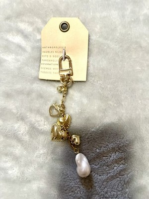NWT  Anthropologie Gold/pearl Heart  Bag Charm Sold Out