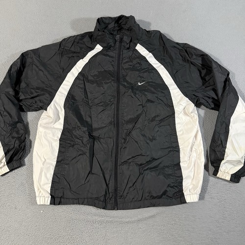 Vintage Nike Track Jacket Men's Medium Black 90s Y2K Windbreaker Long Sleeve - Image 1