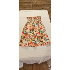 XXI Forever 21 Floral Eyelet Smocked Strapless Mini Dress Multi Color AK5041 M