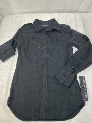 Affliction Long  Sleeve Button  up Black Premium Embroidered Sz Small