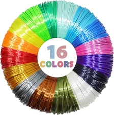 Silk Shiny PLA Filament Sample Set 16 Colors 64m 3D Printer Pen Refill Materials
