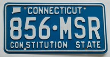 Connecticut License Plate Tag 856*MSR Car Vehicle Constitution State 2000 CT New