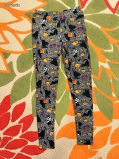 Time and Tru Girl's Size Small 4-8 Halloween Pumpkins Black Cats Leggings