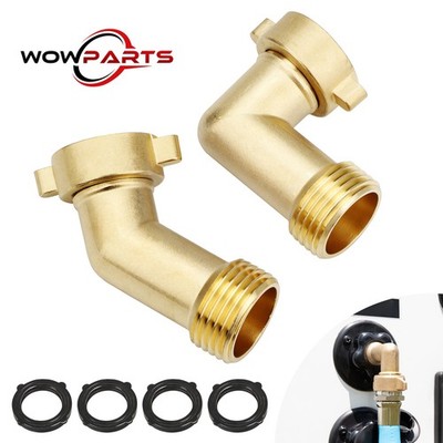 2pcs Brass 45° 90° Garden Hose Elbow Connector 3/4'' Adapter w/ Washer Heavy Duty