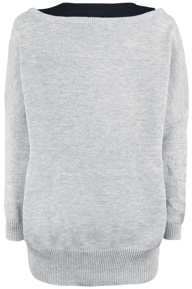 RED by EMP Damen grau-schwarze Shirt-Kombination aus Sweatshirt und Top