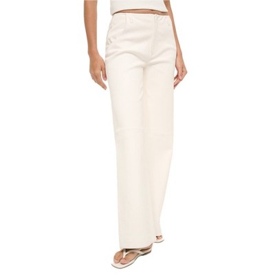 STAUD Aline White Ivory Mid Rise Lamb Leather Bootcut Pants Size 6 NEW Tags