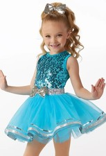 Dance Pre-Owned Costume Weissman 15326 Medium Child Blue Dress Jazz Tap Sequins