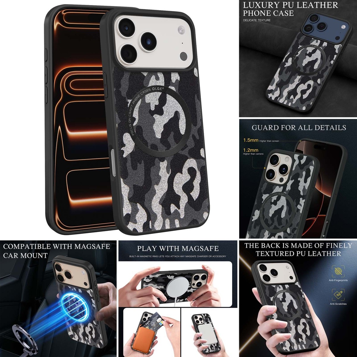 Mag Safe Camouflage Print Slim Case For iPhone 17 Pro Max Air 16 15 14 13  12 11