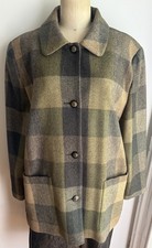 Avoca Womens Wool Plaid Button Front Blazer Jacket Pockets Mid-Length M