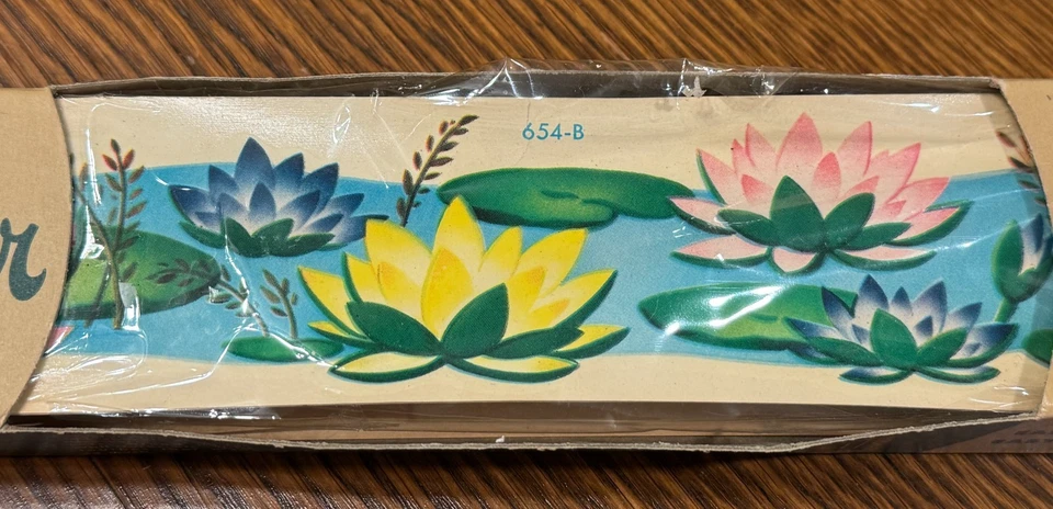 Calcomanía retro vintage borde flores lirio almohadillas álbum de recortes 12 pies hecho en EE. UU. Foto 4 de 4