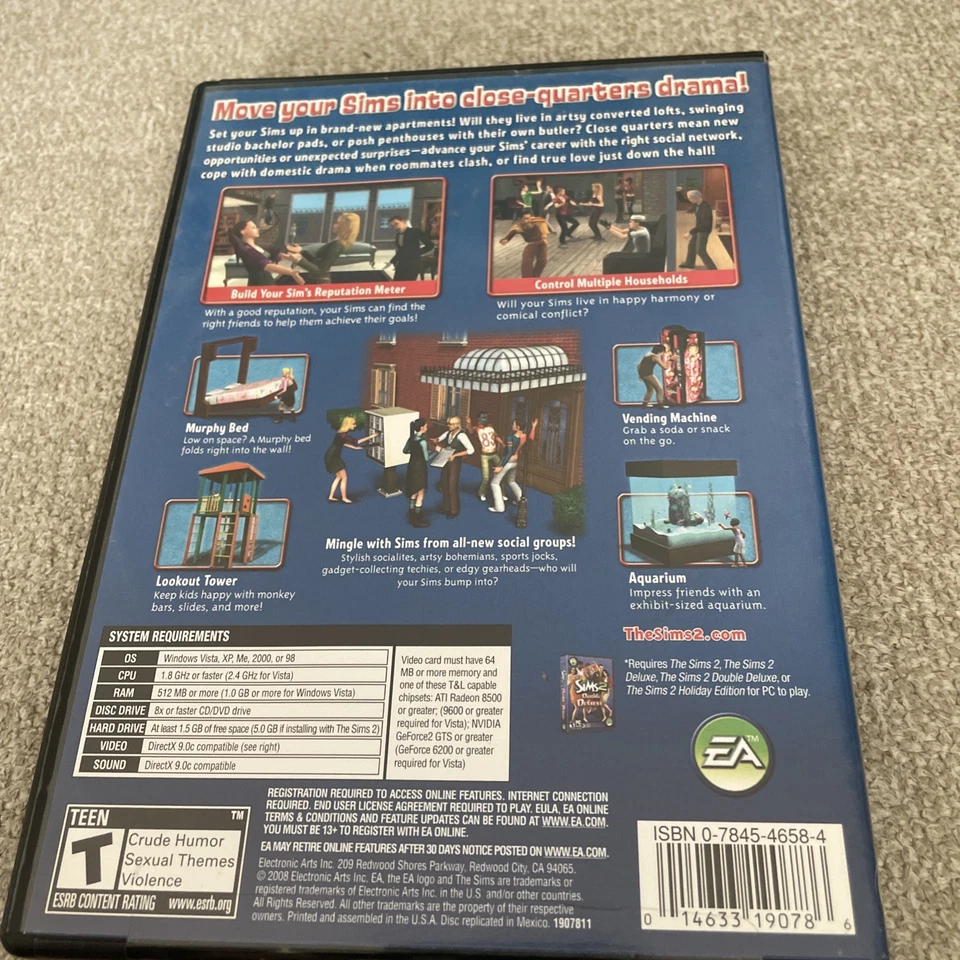 The Sims 2 Apartment Life PC Game Expansion Pack 2008 Complete w/ Key - Image 2 of 4