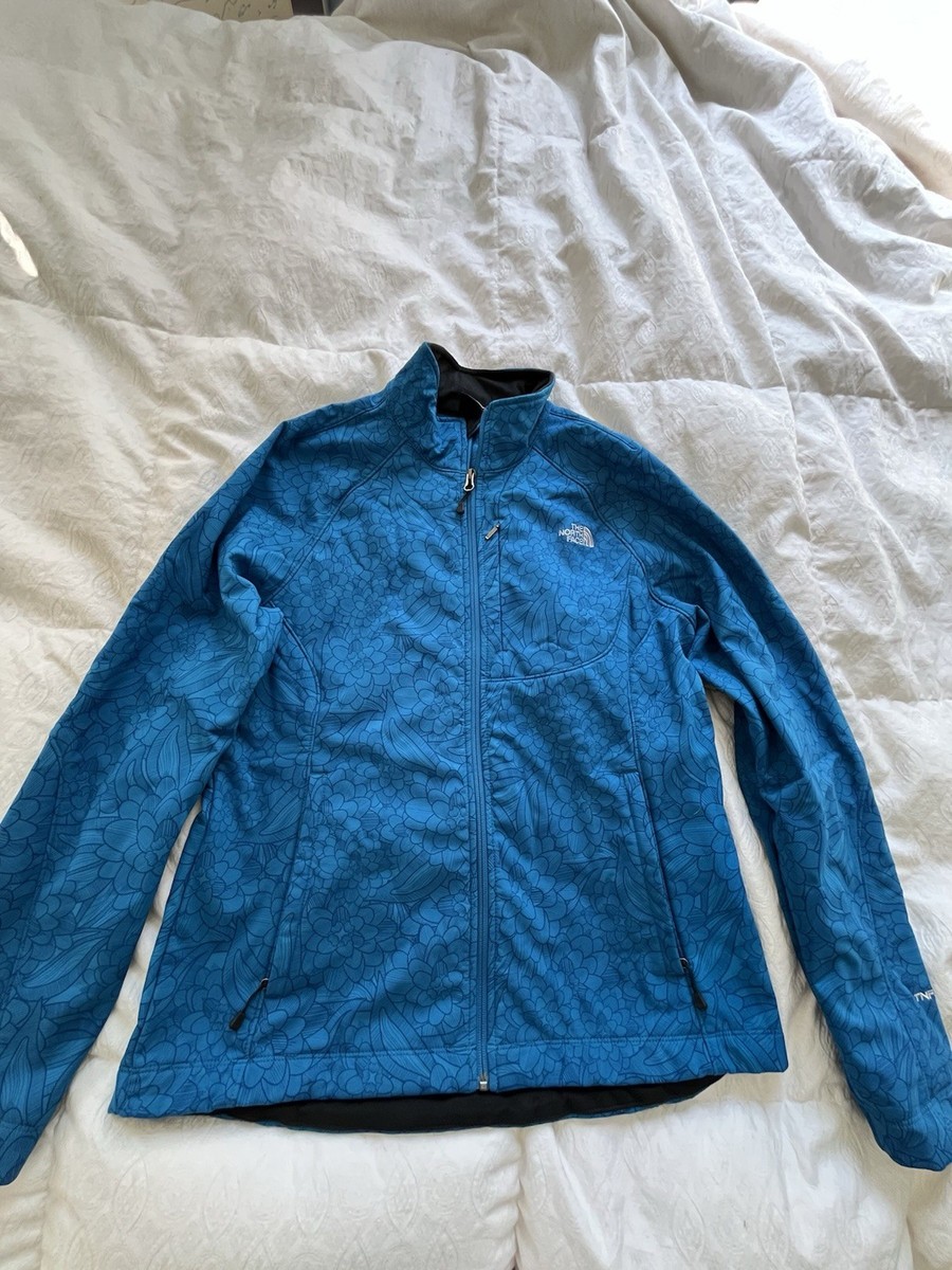 Women's Blue The North Face Zip Up Jacket With Floral Design Size