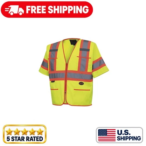 Crew Yellow Reflective High Visibility Class 3 Safety Vest 3X-Large - product listing photo