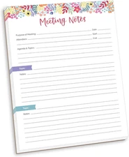 8.5" X 11" Double Sided Meeting Pad - Topics, Takeaways, Action Items & Follow-U