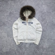 Hollister California Fur Fuzzy Full Zip Hoodie Y2K LGB Hype Style Sz S