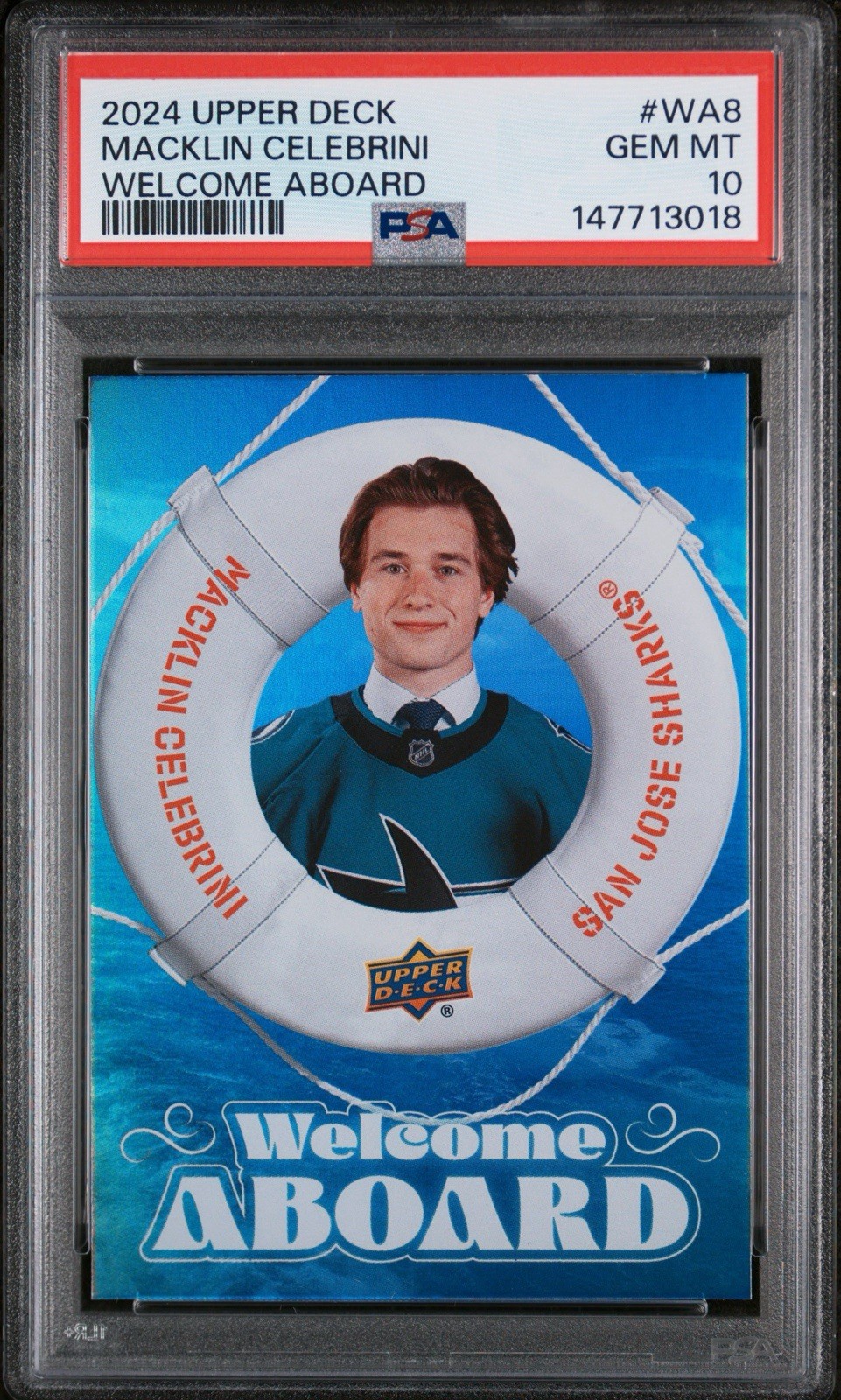 2024 UPPER DECK WELCOME ABOARD SPECKLE #WA8 MACKLIN CELEBRINI ROOKIE RC PSA 10