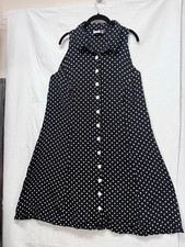 Women's Dani Michaels Polka Dot Sleeveless Midi Dress M Black White