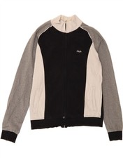 FILA Mens Tracksuit Top Jacket Small Black Colourblock CI06