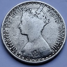 1872 Queen Victoria Gothic Florin 2/- Shilling Fine 0.925 Sterling Silver Coin