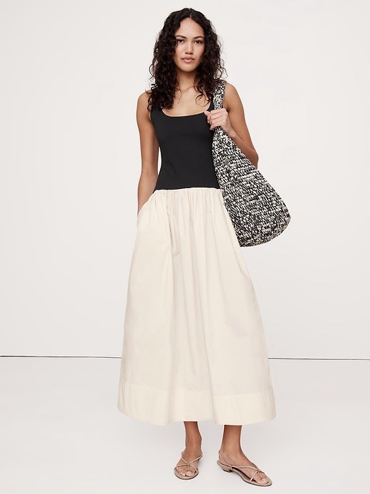 banana republic drop waist midi dress Banana Republic Drop Waist Midi Dress Cream White & Black XXL NEW