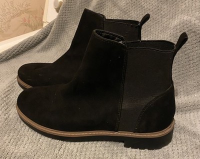 Esprit Chelsea Boots Womens 7.5M Black Selma Pull On Casual Faux Suede E3SLE01