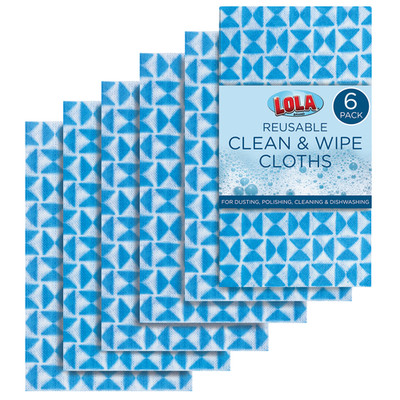 Clean N' Wipe Cloths, 6 Pack, Comparable To Handi Wipes, by LOLA