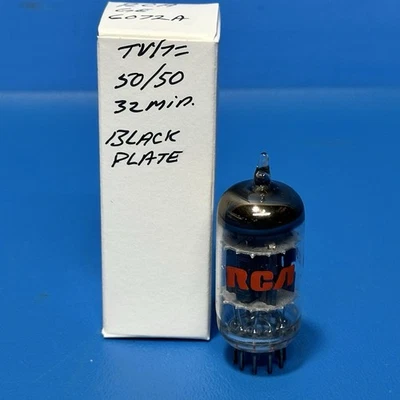 RCA BLACK PLATE 6072A LOW NOISE 12AY7 TUBE MADE BY GE - Image 1 of 4