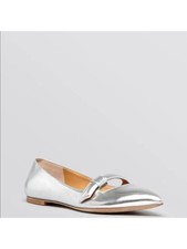 MARC BY MARC JACOBS Womens Silver Strap Slip On Leather Ballet Flats 38.5