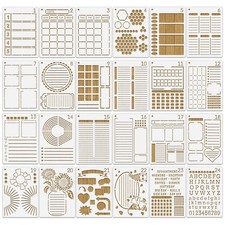 24 Pcs Assorted Drawing Journaling Stencils Set,Mixed Shapes Scale Painting T...