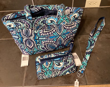 Vera Bradley, New, Purse, wallet key lanyard blue island medallion